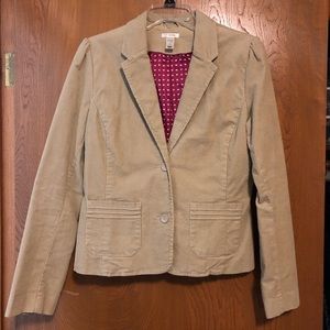 Old Navy tan brown corduroy blazer jacket with pink purple heart lining wms M